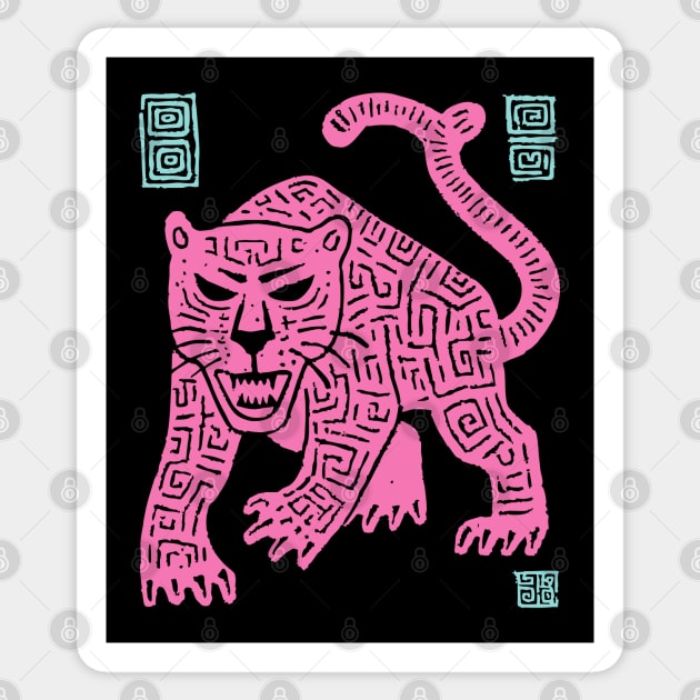 Pink Leopard - Pop Art Big Cat Illustration Sticker by TuncGK
